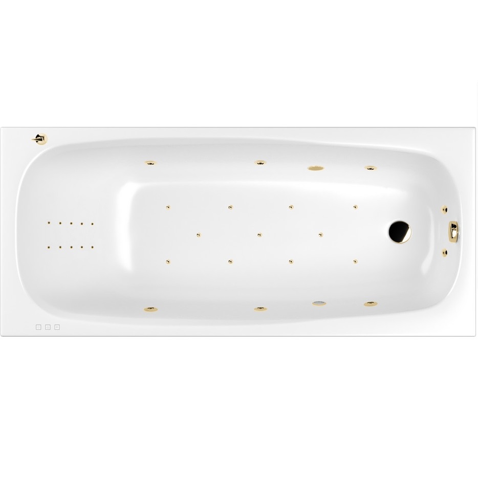 Ванна гидромассажная Whitecross Layla ULTRA NANO 0102.170075.100.ULTRANANO.GL 170x75 см, (белый глянцевый, золотой), каркас, слив-перелив